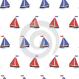 Seamless pattern with sailboats.